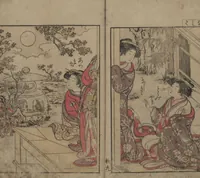An illustration from Mirror of the Beautiful Women of the Yoshiwara Brothels (Seirō bijin awase sugata kagami) : [volume 2] (1776)