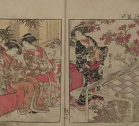 An illustration from Mirror of the Beautiful Women of the Yoshiwara Brothels (Seirō bijin awase sugata kagami) : [volume 2] (1776)