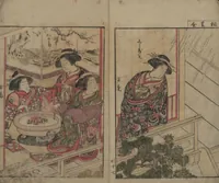 An illustration from Mirror of the Beautiful Women of the Yoshiwara Brothels (Seirō bijin awase sugata kagami) : [volume 2] (1776)