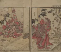 An illustration from Mirror of the Beautiful Women of the Yoshiwara Brothels (Seirō bijin awase sugata kagami) : [volume 2] (1776)