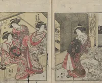 An illustration from Mirror of the Beauties of the Green-houses (Seirō bijin awase sugata kagami) : [volume 3] (1776)