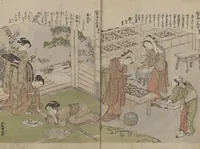 An illustration from Picture Book of Brocades with Precious Threads (Ehon takara no itosuji) (1786)