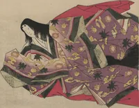 An illustration from Brocade Prints of the Thirty-six Poetesses (Nishiki zuri onna sanjūrokkasen 錦摺女三十六歌仙) (1801)