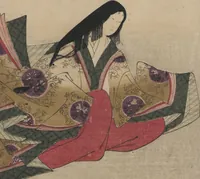 An illustration from Brocade Prints of the Thirty-six Poetesses (Nishiki zuri onna sanjūrokkasen 錦摺女三十六歌仙) (1801)