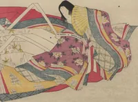 An illustration from Brocade Prints of the Thirty-six Poetesses (Nishiki zuri onna sanjūrokkasen 錦摺女三十六歌仙) (1801)
