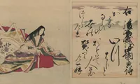 An illustration from Brocade Prints of the Thirty-six Poetesses (Nishiki zuri onna sanjūrokkasen 錦摺女三十六歌仙) (1801)