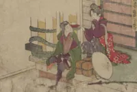 An illustration from Fifty-three Stations on the Tōkaidō Road, Fuchū (Tōkaidō gojūsan-tsugi 東海道五十三次) (1845)