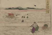 An illustration from Fifty-three Stations on the Tōkaidō Road, Fuchū (Tōkaidō gojūsan-tsugi 東海道五十三次) (1845)