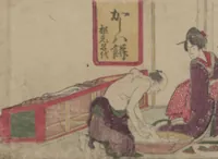An illustration from Fifty-three Stations on the Tōkaidō Road, Fuchū (Tōkaidō gojūsan-tsugi 東海道五十三次) (1845)