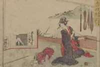 An illustration from Fifty-three Stations on the Tōkaidō Road, Fuchū (Tōkaidō gojūsan-tsugi 東海道五十三次) (1845)