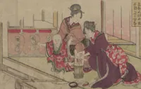 An illustration from Fifty-three Stations on the Tōkaidō Road, Fuchū (Tōkaidō gojūsan-tsugi 東海道五十三次) (1845)