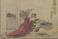 An illustration from Fifty-three Stations on the Tōkaidō Road, Fuchū (Tōkaidō gojūsan-tsugi 東海道五十三次) (1845)