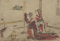 An illustration from Fifty-three Stations on the Tōkaidō Road, Fuchū (Tōkaidō gojūsan-tsugi 東海道五十三次) (1845)