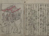 An illustration from The Tribute Elephants (Zō no mitsugi 象のみつぎ) (1729)