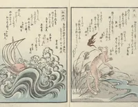 An illustration from Poems on One Hundred Ghost Stories (Kyōka hyaku monogatari 狂歌百物語) (1853)