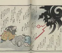 An illustration from Poems on One Hundred Ghost Stories (Kyōka hyaku monogatari 狂歌百物語) (1853)