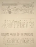 An illustration from Monuments de l'Égypte et de la Nubie, d'après les dessins exécutés sur les lieux sous la direction de Champollion-le-jeune, et les descriptions autographes qu'il en a rédigées; pub. sous les auspices de M. Guizot et de M. Thiers ... par une commission spéciale. Planches (1835)