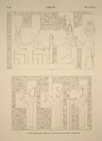 An illustration from Monuments de l'Égypte et de la Nubie, d'après les dessins exécutés sur les lieux sous la direction de Champollion-le-jeune, et les descriptions autographes qu'il en a rédigées; pub. sous les auspices de M. Guizot et de M. Thiers ... par une commission spéciale. Planches (1835)