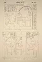 An illustration from Monuments de l'Égypte et de la Nubie, d'après les dessins exécutés sur les lieux sous la direction de Champollion-le-jeune, et les descriptions autographes qu'il en a rédigées; pub. sous les auspices de M. Guizot et de M. Thiers ... par une commission spéciale. Planches (1835)