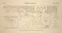 Picture 346 of 510 from Monuments de l'Égypte et de la Nubie, d'après les dessins exécutés sur les lieux sous la direction de Champollion-le-jeune, et les descriptions autographes qu'il en a rédigées; pub. sous les auspices de M. Guizot et de M. Thiers ... par une commission spéciale. Planches (1835), leaf 347