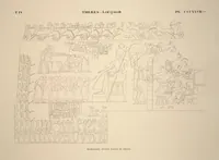 Picture 373 of 510 from Monuments de l'Égypte et de la Nubie, d'après les dessins exécutés sur les lieux sous la direction de Champollion-le-jeune, et les descriptions autographes qu'il en a rédigées; pub. sous les auspices de M. Guizot et de M. Thiers ... par une commission spéciale. Planches (1835), leaf 374