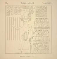 Picture 378 of 510 from Monuments de l'Égypte et de la Nubie, d'après les dessins exécutés sur les lieux sous la direction de Champollion-le-jeune, et les descriptions autographes qu'il en a rédigées; pub. sous les auspices de M. Guizot et de M. Thiers ... par une commission spéciale. Planches (1835), leaf 379