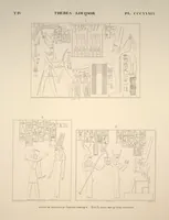 An illustration from Monuments de l'Égypte et de la Nubie, d'après les dessins exécutés sur les lieux sous la direction de Champollion-le-jeune, et les descriptions autographes qu'il en a rédigées; pub. sous les auspices de M. Guizot et de M. Thiers ... par une commission spéciale. Planches (1835)