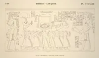 Picture 389 of 510 from Monuments de l'Égypte et de la Nubie, d'après les dessins exécutés sur les lieux sous la direction de Champollion-le-jeune, et les descriptions autographes qu'il en a rédigées; pub. sous les auspices de M. Guizot et de M. Thiers ... par une commission spéciale. Planches (1835), leaf 390