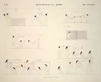 Picture 417 of 510 from Monuments de l'Égypte et de la Nubie, d'après les dessins exécutés sur les lieux sous la direction de Champollion-le-jeune, et les descriptions autographes qu'il en a rédigées; pub. sous les auspices de M. Guizot et de M. Thiers ... par une commission spéciale. Planches (1835), leaf 418