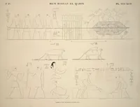 Picture 451 of 510 from Monuments de l'Égypte et de la Nubie, d'après les dessins exécutés sur les lieux sous la direction de Champollion-le-jeune, et les descriptions autographes qu'il en a rédigées; pub. sous les auspices de M. Guizot et de M. Thiers ... par une commission spéciale. Planches (1835), leaf 452