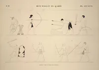 Picture 453 of 510 from Monuments de l'Égypte et de la Nubie, d'après les dessins exécutés sur les lieux sous la direction de Champollion-le-jeune, et les descriptions autographes qu'il en a rédigées; pub. sous les auspices de M. Guizot et de M. Thiers ... par une commission spéciale. Planches (1835), leaf 454
