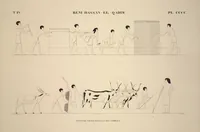 Picture 457 of 510 from Monuments de l'Égypte et de la Nubie, d'après les dessins exécutés sur les lieux sous la direction de Champollion-le-jeune, et les descriptions autographes qu'il en a rédigées; pub. sous les auspices de M. Guizot et de M. Thiers ... par une commission spéciale. Planches (1835), leaf 458