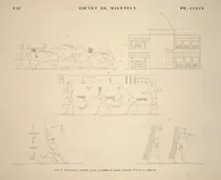 Picture 458 of 510 from Monuments de l'Égypte et de la Nubie, d'après les dessins exécutés sur les lieux sous la direction de Champollion-le-jeune, et les descriptions autographes qu'il en a rédigées; pub. sous les auspices de M. Guizot et de M. Thiers ... par une commission spéciale. Planches (1835), leaf 459