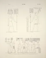 An illustration from Monuments de l'Égypte et de la Nubie, d'après les dessins exécutés sur les lieux sous la direction de Champollion-le-jeune, et les descriptions autographes qu'il en a rédigées; pub. sous les auspices de M. Guizot et de M. Thiers ... par une commission spéciale. Planches (1835)