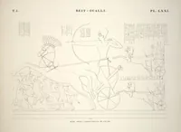 An illustration from Monuments de l'Égypte et de la Nubie, d'après les dessins exécutés sur les lieux sous la direction de Champollion-le-jeune, et les descriptions autographes qu'il en a rédigées; pub. sous les auspices de M. Guizot et de M. Thiers ... par une commission spéciale. Planches (1835)