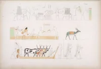 An illustration from I monumenti dell'Egitto e della Nubia disegnati dalla spedizione scientifico-letteraria toscana in Egitto; distribuiti in ordine di materie interpretati ed illustrati dal dottore Ippolito Rosellini (1832)