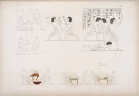 An illustration from I monumenti dell'Egitto e della Nubia disegnati dalla spedizione scientifico-letteraria toscana in Egitto; distribuiti in ordine di materie interpretati ed illustrati dal dottore Ippolito Rosellini (1832)