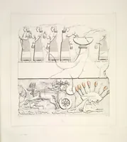 An illustration from Monument de Ninive, découvert et décrit par M.P.E. Botta; mesuré et dessiné par M.E. Flandin. Ouvrage publié par ordre du gouvernement sous les auspices de M. le ministre de l'intérieur et sous la direction d'une commission de l'Institut (1849)
