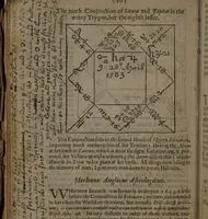 An illustration from Englands propheticall Merline, : foretelling to all nations of Europe untill 1663. the actions depending upon the influence of the conjunction of Saturn and Jupiter, 1642[/]3. The progresse and motion of the Comet 1618. under whole effects we in England, and most regions of Europe now suffer. What kingdomes must yet partake of the remainder of the influence, viz. of war, plague, famine, &c. When the English Common-wealth may expect peace, and the city of London better times. The beginning, and end of the Watry Trygon: an entrance of the fiery triplicity, 1603. The nativities of some English kings, and some horary questions inserted: / performed by William Lilly, student in astrologie. (1644)