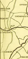 An illustration from B. Bradshaw's Dictionary of mineral waters, climatic health resorts, sea baths, and hydropathic establishments : giving the summer and winter residences of doctors, hotels which can be recommended with confidence, and other useful information : with a map printed in 11 colours, showing the stations named, and an itinerary of the quickest and cheapest routes by rail, boats, carriages, etc., and seven smaller maps and plans. (1884)