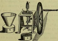 An illustration from The confectioners' hand-book and practical guide to the art of sugar boiling in all its branches : the manufacture of creams, fondants, liqueurs, pastilles, jujubes (gelatine and gum), comfits, lozenges (plain and medicated), chocolate, chocolate creams, drops, bars, &c; American caramels, ice creams and moulded ices of every description : jams, jellies and marmalades (by fire and steam). Preserved and crystalized fruits, candied peel, English and Scotch pastry, cordials and syrups for American hot & iced beverages. Aerated waters of every description, by hand and machine, for bottle, syphon, or fountain, ginger beer, horehound, and other fermented beers. The recipes are accompanied with full and clear instructions in every branch. Every information about colours and flavours; the best to use and how to make them. Useful notes on machinery for every purpose, and about one hundred illustrations. (1883)