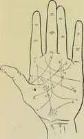 An illustration from A manual of cheirosophy : being a complete practical handbook of the twin sciences of cheirognomy and cheiromancy, by means whereof the past, the present, and the future may be read in the formations of the hands ; preceded by an introductory argument upon the science of cheirosophy and its claims to rank as a physical science / by Ed. Heron-Allen ; with full-page and other illustrations by Rosamund Brunel Horsley. (1885)