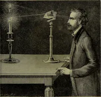 An illustration from Spectrum analysis in its application to terrestrial substances, and the physical constitution of the heavenly bodies / familiarly explained by H. Schellen ; translated from the second enlarged and revised German edition by Jane and Caroline Lassell ; edited with notes by William Huggins ; with numerous woodcuts and coloured plates, and Ångström's and Kirchhoff's maps. (1872)