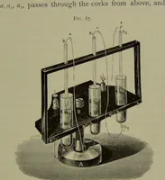 An illustration from Spectrum analysis in its application to terrestrial substances, and the physical constitution of the heavenly bodies / familiarly explained by H. Schellen ; translated from the second enlarged and revised German edition by Jane and Caroline Lassell ; edited with notes by William Huggins ; with numerous woodcuts and coloured plates, and Ångström's and Kirchhoff's maps. (1872)