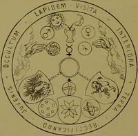 An illustration from In the pronaos of the temple of wisdom : containing the history of the true and the false Rosicrucians : with an introduction into the mysteries of the hermetic philosophy / Franz Hartmann. (1890)