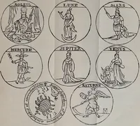 An illustration from Les secrets merveilleux de la magie naturelle du petit Albert : tirés de l'ouvrage latin intitulé: Alberti Parvi Lucii, Libellus de mirabilibus naturae arcanis, et d'autres ecrivains philosophes. Enrichis de figures mystérieuses, d'astrologie, physionomie, etc., etc. (1868)