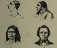 An illustration from La tête humaine : études de phrénologie et de physiognomonie appliquées aux personnages célèbres de l'antiquité et des temps modernes : avec 75 figures intercalées dans le texte / par Charles Rouvin. (1877)