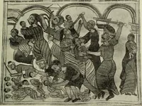 An illustration from The lives of Maba Seyon and Gabra Krestos : the Ethiopic texts / edited with an English translation and a chapter on the illustrations of Ethiopic mss. by E.A. Wallis Budge. (1898)