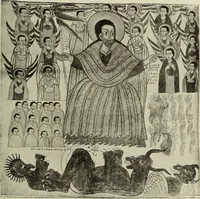 An illustration from The lives of Maba Seyon and Gabra Krestos : the Ethiopic texts / edited with an English translation and a chapter on the illustrations of Ethiopic mss. by E.A. Wallis Budge. (1898)
