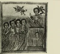 Picture 16 of 121 from The lives of Maba Seyon and Gabra Krestos : the Ethiopic texts / edited with an English translation and a chapter on the illustrations of Ethiopic mss. by E.A. Wallis Budge. (1898), leaf 57